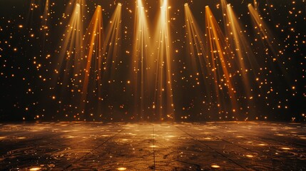Gold lights rays scene background