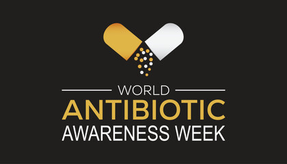 World Antibiotic awareness week is observed every year on November. Medical Healthcare Awareness concept. background, placard, banner template Vector illustration design.