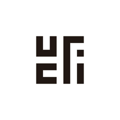 Letter U, c, r, F and i square geometric symbol simple logo vector
