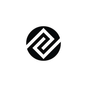 Number 2 circle, square geometric symbol simple logo vector