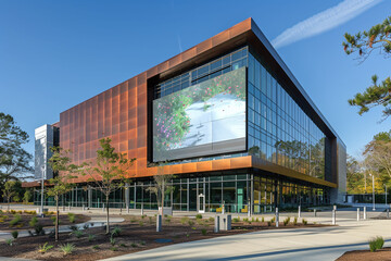 Obraz premium a modern building with a large billboard
