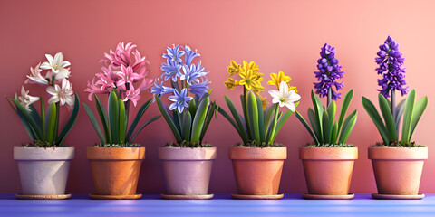 Collection of Spring Flowers in Pots