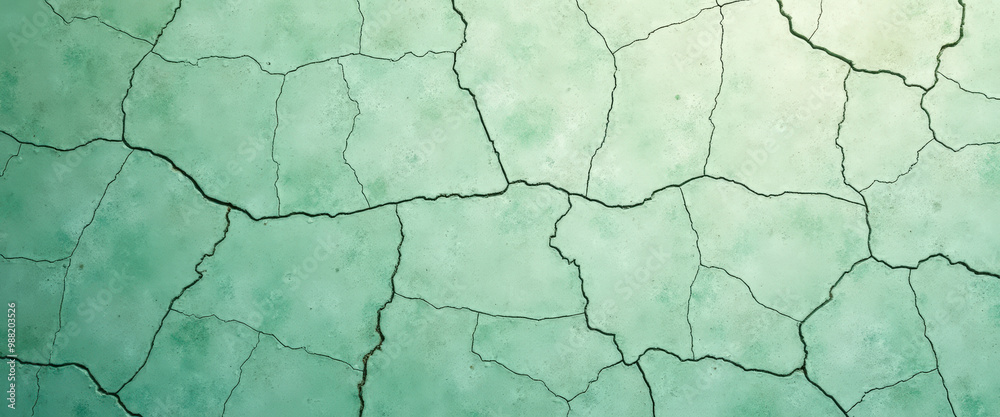 Poster Cracked Green Surface