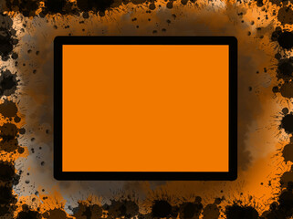 a square frame with orange halloween background with frame for text