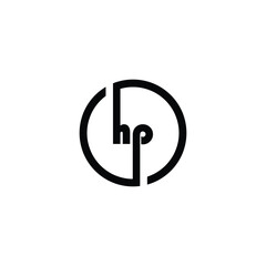 Letter hp circle round geometric symbol simple logo vector