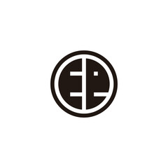 Letter E e circle geometric symbol simple logo vector