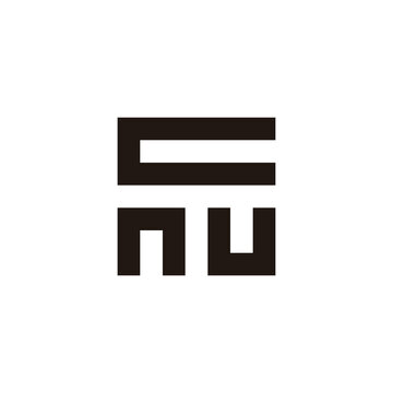 Letter c, n and u square geometric symbol simple logo vector