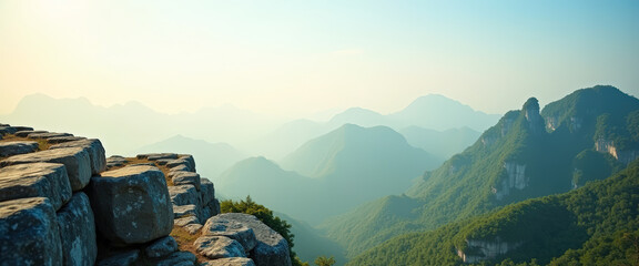 Majestic Mountain Range with Stone Pathway on the Edge of a Cliff
