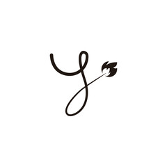 Letter y fire, curve line geometric symbol simple logo vector