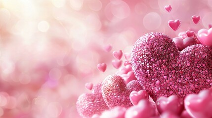 Obraz premium Inspirational Breast Cancer Awareness Background with Hearts