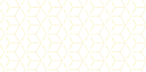 Emboss seamless pattern with square gold cube line hexagon tile and cube grid mosaic honeycomb diamond triangle structure shape isometric block wallpaper.	
