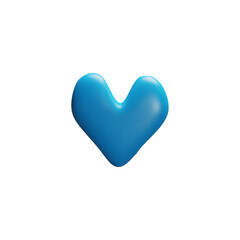 3D illustration of a blue heart on an isolated background.