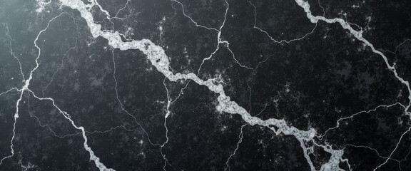 Abstract Black Marble Texture with White Veins