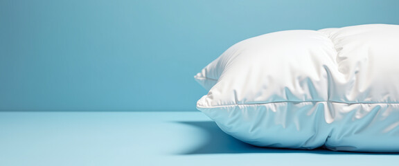 White Pillow on Blue Background