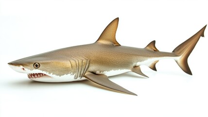 Obraz premium A detailed, realistic depiction of a shark showcasing its streamlined body and fierce features, perfect for marine life themes.