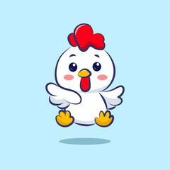 cute cartoon character hatched chicken with a wink vector design