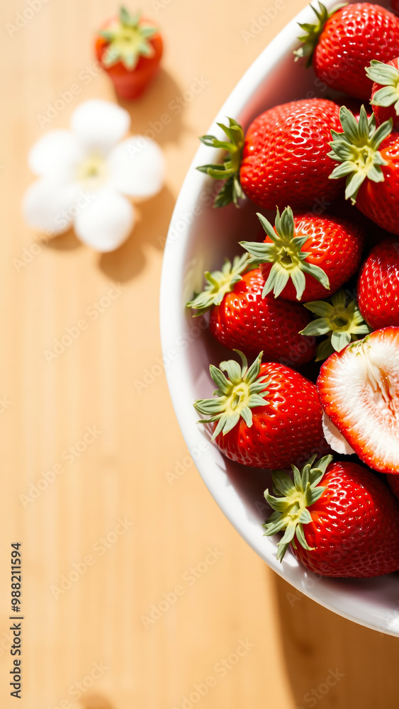 Canvas Prints Fresh Red Strawberries in a White Bowl