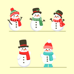 set of cute colection snowman at christmas cartoon character