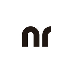 Letter nr curve, outline geometric symbol simple logo vector