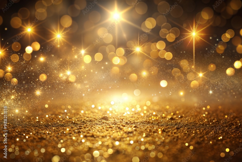 Wall mural mesmerizing golden glitter background with sparkling bokeh
