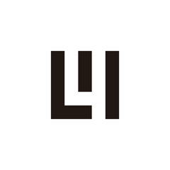 Letter L, w number 4 square geometric symbol simple logo vector