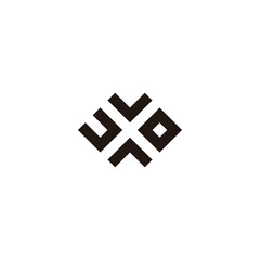 Letter U, v, o and A square geometric symbol simple logo vector