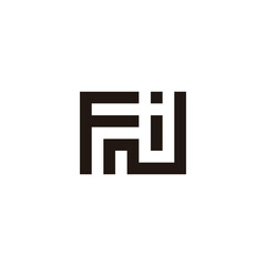 Letter F i N square geometric symbol simple logo vector