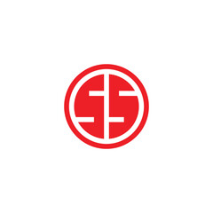 Letter SS circle, line geometric symbol simple logo vector
