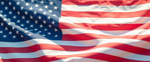 Obraz premium Closeup of Waving American Flag