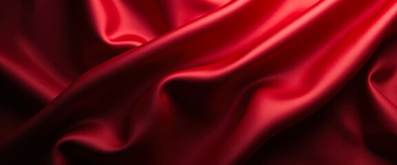Fototapeta premium Red Satin Fabric Draped Background
