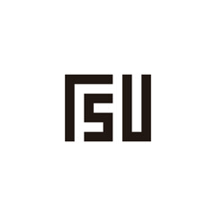 Obraz premium Letter r, s and U square geometric symbol simple logo vector