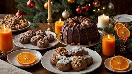Naklejka premium christmas cookies and cake