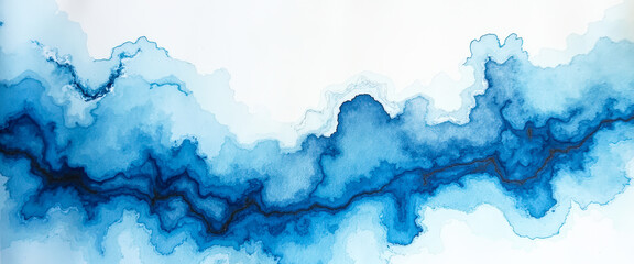 Fototapeta premium Abstract Blue Ink Wash Background