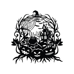 Pumpkin stencil for cutting and scrapbooking, Design Element for Thanksgiving and Halloween Holidays