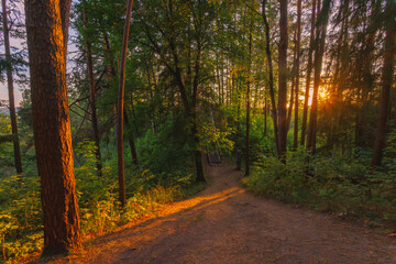 Obraz premium Silenai cognitive park near Vilnius, Lithuania. Naujoji Reva mound. This touristic nature trail is a part of Neris regional park
