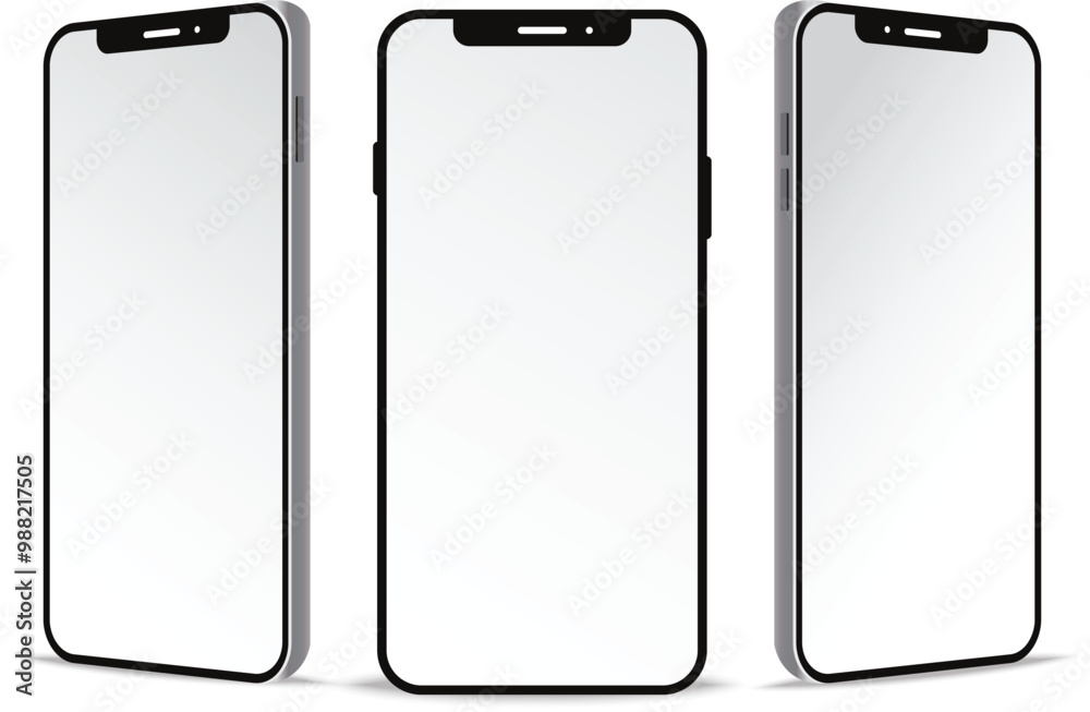 Poster set of realistic smartphone. technology device. cellphone symbol for communicator vector illustratio