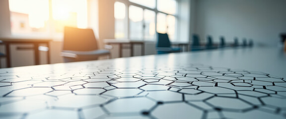 Abstract Hexagon Pattern on White Table in Office