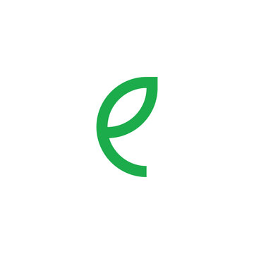 Letter e leaf geometric symbol simple logo vector