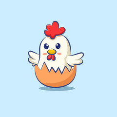 cute cartoon character hatched chicken with a wink vector design for elements, clipart, logo