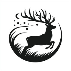 Nature’s Elegance: Deer Silhouette Vector