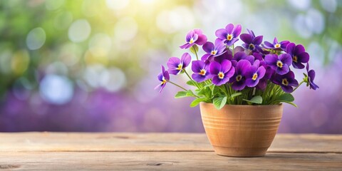 Beautiful potted violet flowers in a vase , floral, purple, blooming, indoor, decoration, fragrant, elegant, arrangement