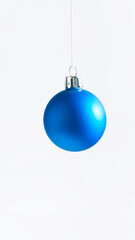 Blue Christmas Ornament Hanging On White Background