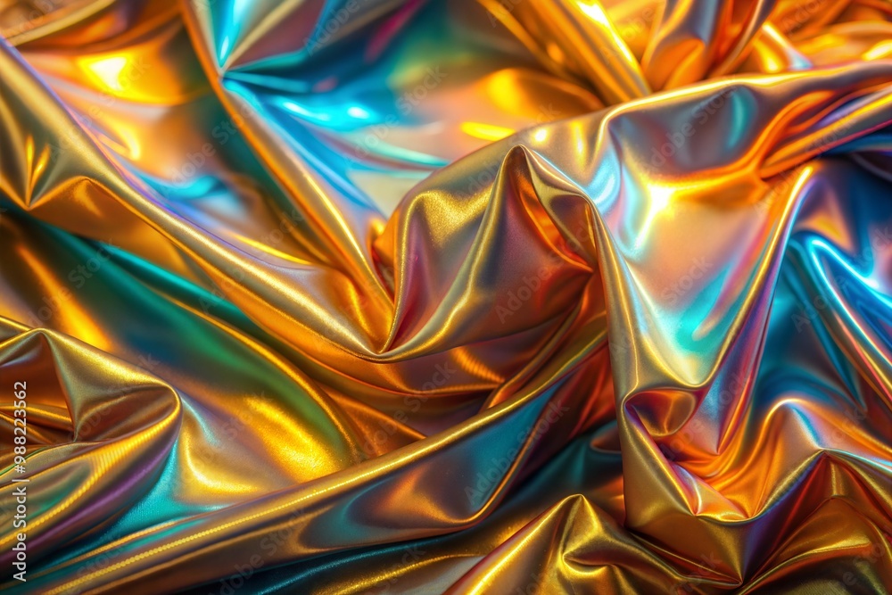 Canvas Prints close-up of shimmering gold fabric with iridescent reflective texture