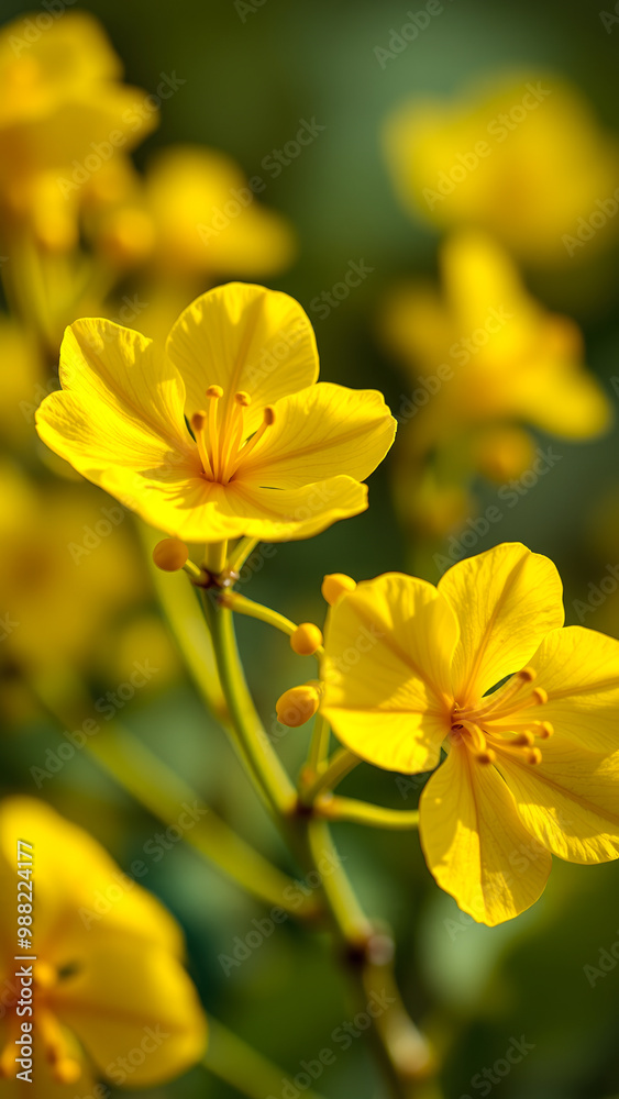 Wall mural Close-up of a Bright Yellow Flower Blooming in Nature