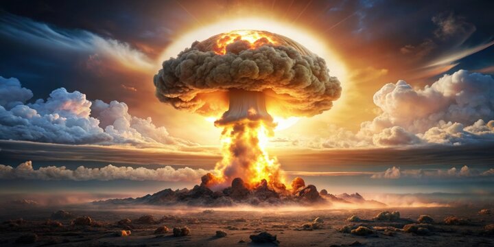 Cinematic background of a nuclear blast explosion , bomb, explosion, cinematic, nuclear, blast, background