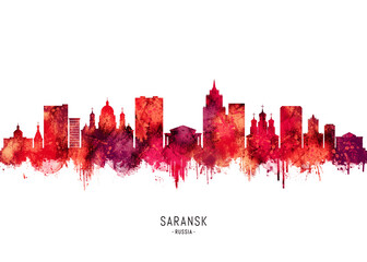 Obraz premium Saransk Russia Skyline Red