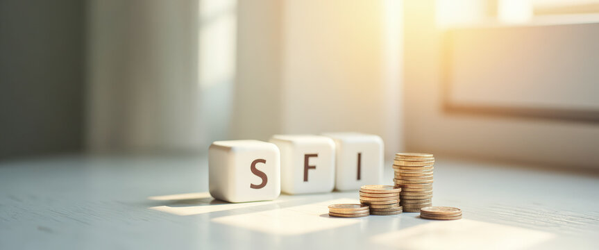 SFI concept with coins stack on table