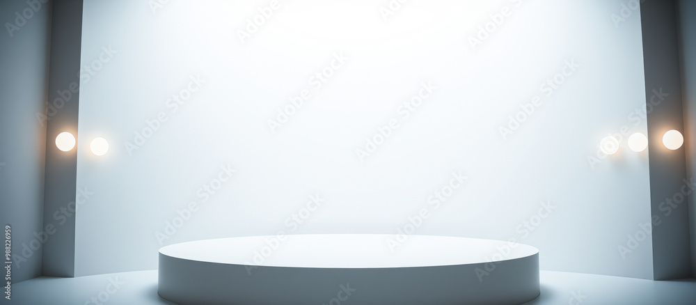 Poster Minimalist White Platform with Subtle Lighting