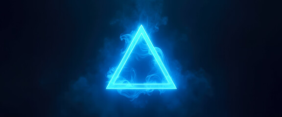 Abstract Blue Neon Triangle with Smoke