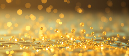 Abstract Golden Liquid with Bokeh Lights